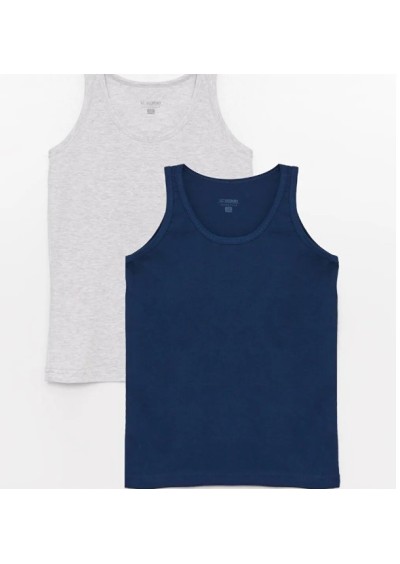 LCW Kids Bisiklet Yaka Basic Erkek Çocuk Atlet 2'li S30226Z4 - JC7 - Lacivert