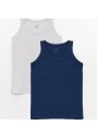 LCW Kids Bisiklet Yaka Basic Erkek Çocuk Atlet 2'li S30226Z4 - JC7 - Lacivert