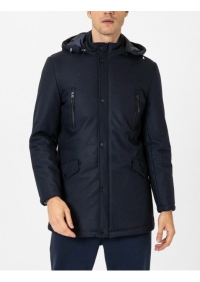 Süvari Slim Kalıp Kapüşonlu Uzun Mont MN2008700388