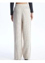 LCW Vision Bej Standart Fit Çizgili Geniş Paça Kadın Pantolon S4JA19Z8 - ELZ