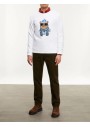 Mudo Erkek Nakışlı Bisiklet Yaka Beyaz Sweatshirt 1250208001