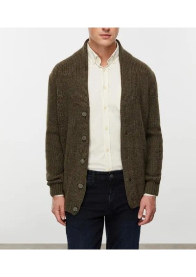 Mudo Erkek Yün Karışımlı Şal Yaka Haki Hırka 1246849011