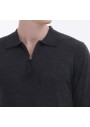 Ramsey Antrasit Polo Yaka Düz Örgü %100 Yün Triko Kazak TRK-1342