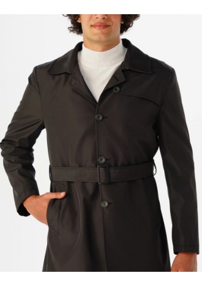 Süvari Erkek Regular Düz Siyah Trençkot MN2008700329-