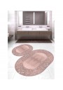 Dijital Baskılı Kaymaz Taban Yıkanabilir Oval 2'li Klozet Takımı Banyo Paspası HT349