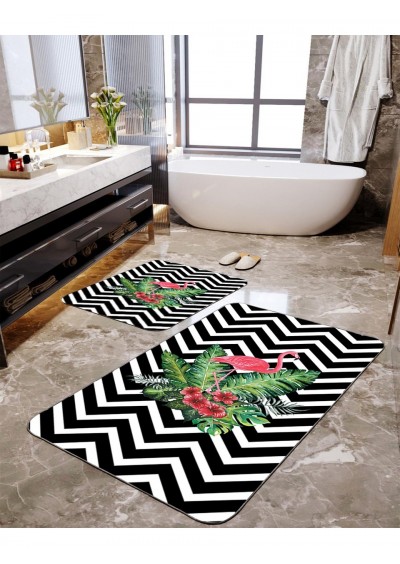 Talia Home Flamingo Desenli 2'li Büyük Boy Banyo Paspas Seti