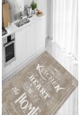 Decomia Home Dijital Baskılı Kaymaz Taban Yıkanabilir Kitchen Home Yazılı Kahverengi Mutfak Halısı D5018 80x150 cm
