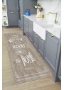 Decomia Home Dijital Baskılı Kaymaz Taban Yıkanabilir Kitchen Home Yazılı Kahverengi Mutfak Halısı D5018 80x150 cm