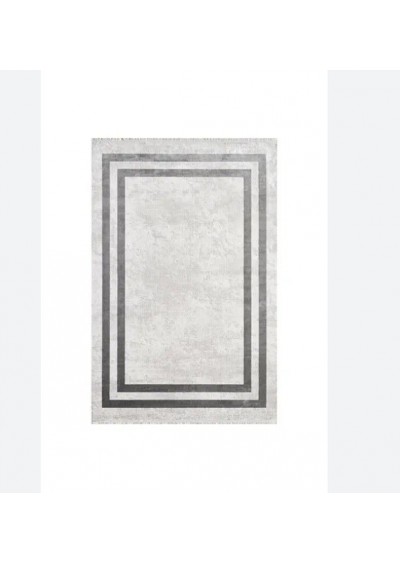 Gümüşsuyu Gri Kare Detaylı Halı 120x150
