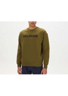 Tommy Hilfiger Monotype Embro Erkek Yeşil Sweatshirt MW0MW32726