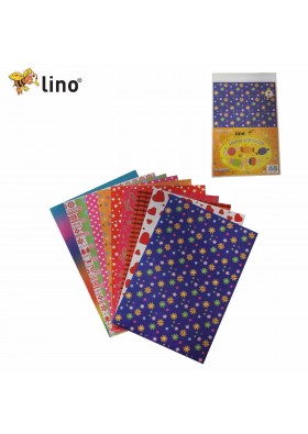 Lino Desenli Elişi Kağıdı 10 Renk 23x33 cm 2702J 2