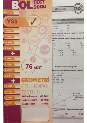 YGS Geometri Çek Kopar Testler Bol Test Soru 76 Adet