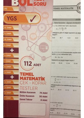 YGS Temel Matematik Çek Kopar Testler Bol Test Soru 112 Adet