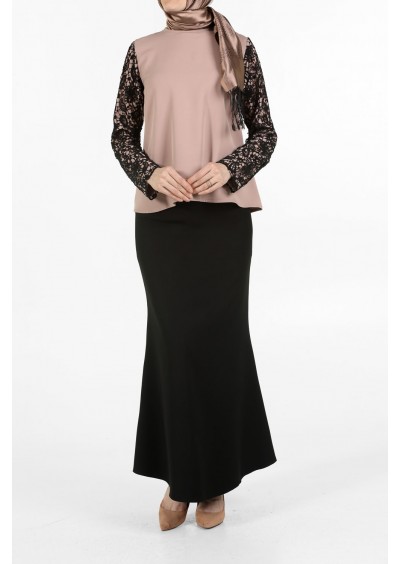 AllDay Pudra Kolları Dantelli Tunik & Etek Takım, - TK80139