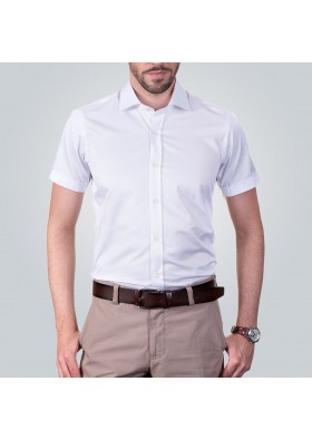 Pamira Erkek Beyaz Kısa Kol Slim Fit Gömlek