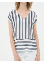 Koton Kadın Çizgili Bluz Lacivert Çizgili 7KAK62193UW90Y