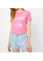 Koton Kadın Yazılı Baskılı T-Shirt Fuşya 9KAL19029IK307