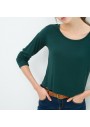 Koton Kadın Oyuk Yaka T-Shirt - Yeşil 6KAL11815OK803