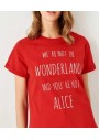 Trendyol Kadın Kırmızı Baskılı Boyfriend Örme T-shirt TWOSS19BX0110