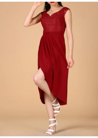 Sherri Kadın Üst Dantel Kırmızı Elbise ELB000801040