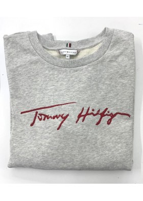 Tommy Hilfiger Kadın Taş Detaylı Gri Sweatshirt WW0WW28365