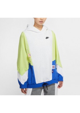 Nike Sportswear Kadın Beyaz-Yeşil Kapüşonlu Sweatshirt CJ2029 - 051