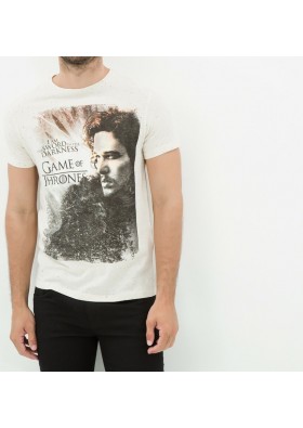 Koton Erkek Game Of Thrones Baskılı T-Shirt - Bej 6YAM11019LK03D
