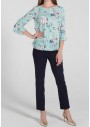 Ekol Kadın Mint Çiçek Desenli Volanlı Kol Bluz 18Y.Ekl.Blz.01180.1