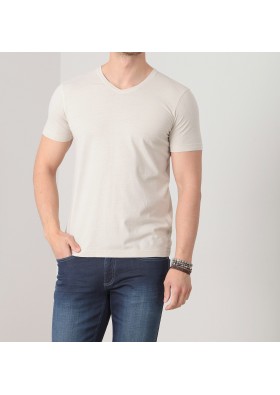 Ramsey Erkek Bej Düz Örme T-Shirt