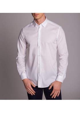 Dufy Beyaz Desenli Klasik Slim Fit Erkek Gömlek DU3194015015