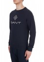 Gant Erkek Siyah Baskılı Bisiklet Yaka Sweatshirt 2046062