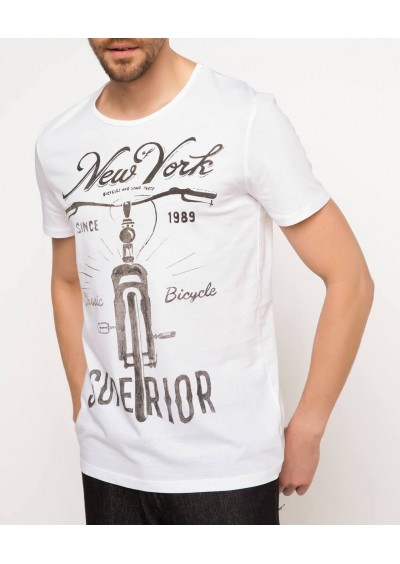 Defacto Erkek Bisiklet Baskılı T-shirt G7020AZ