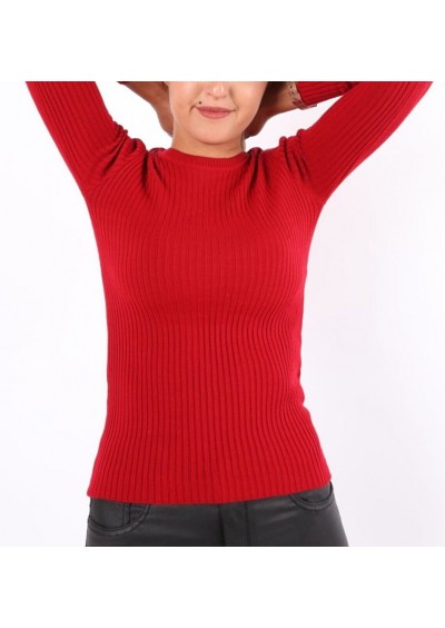 Fashion Friends 20k0290b1 Kadın Kırmızı Bisiklet Yaka Kazak 20K0290B1