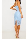 Prettylittlething Clv1238/111 Soluk Mavi Dantel Dalma Midi Kadın Elbise