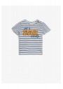 Koton Çizgili T-Shirt Kısa Kollu Pamuklu Harf - Lacivert Çizgili 1YMB18185ZK01M