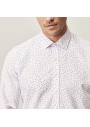 Altınyıldız Classics Erkek Beyaz-Bordo Tailored Slim Fit Armürlü Gömlek 4A2020200052
