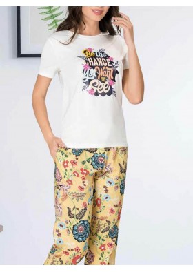 Pierre Cardin 1082 Çiçek Desenlik Yazlık Ince Kadın Pijama Takımı pc1082