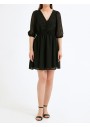 Fulla Kadın Siyah Önü Büzgülü Şifon Elbise 20808
