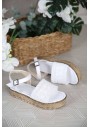 Kadın Tül Örgü Sandalet BEYAZ  Z00011600059