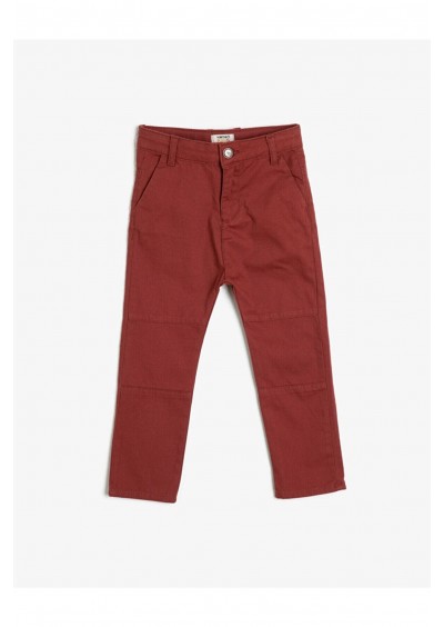Koton Erkek Çocuk Kırmızı Chino Kesim Dikis Detayli Pantalon 0YKB46518TW