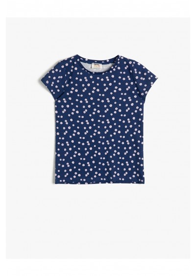 Koton Kız Çocuk Lacivert Desenli T-Shirt 0YKG17151OK