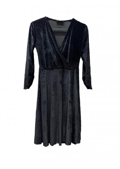 Ela Emir Kadın Siyah Kadife Elbise