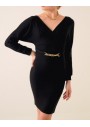 Kiki Life Kadın Sırt Zincir Bel Zincir Siyah Elbise 0295