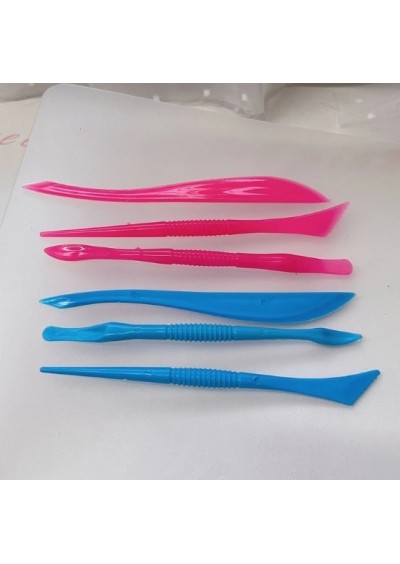 Plastik Şeker Dönüm Kil Yumuşak Çömlek Plastik Bıçak Ve Fırça Fırçala Yeşil