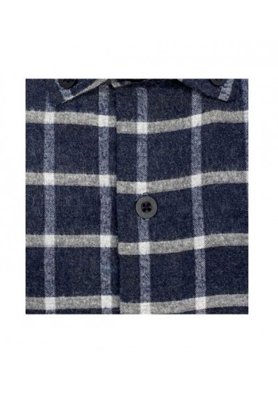 Yargı Erkek Bol Kesim Cepli Lacivert Çizgili Oduncu Gömleği