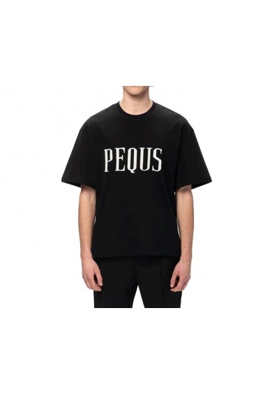 Peqous Erkek Pequ Logolu Siyah Oversize Tişört PQS-TS-140