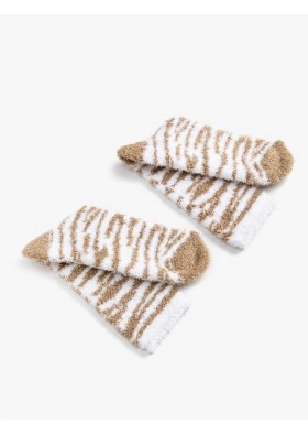 Koton Kadın Peluş Çorap Zebra Desenli 3wak80285aa067