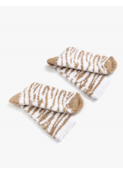 Koton Kadın Peluş Çorap Zebra Desenli 3wak80285aa067