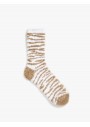 Koton Kadın Peluş Çorap Zebra Desenli 3wak80285aa067