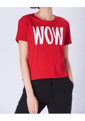 Mavi Kadın Wow Baskılı Kırmızı T-Shirt 167892-28805